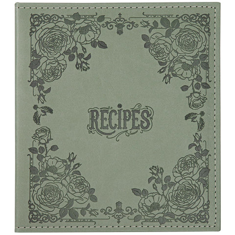 COFICE libro de recetas: portada de cuero sintético verde oscuro para una apariencia organizada.