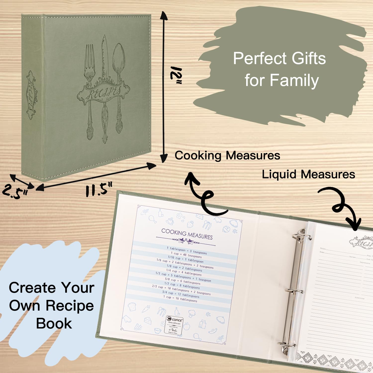 COFICE papel beige para recetas, 50 hojas listas para anotar.