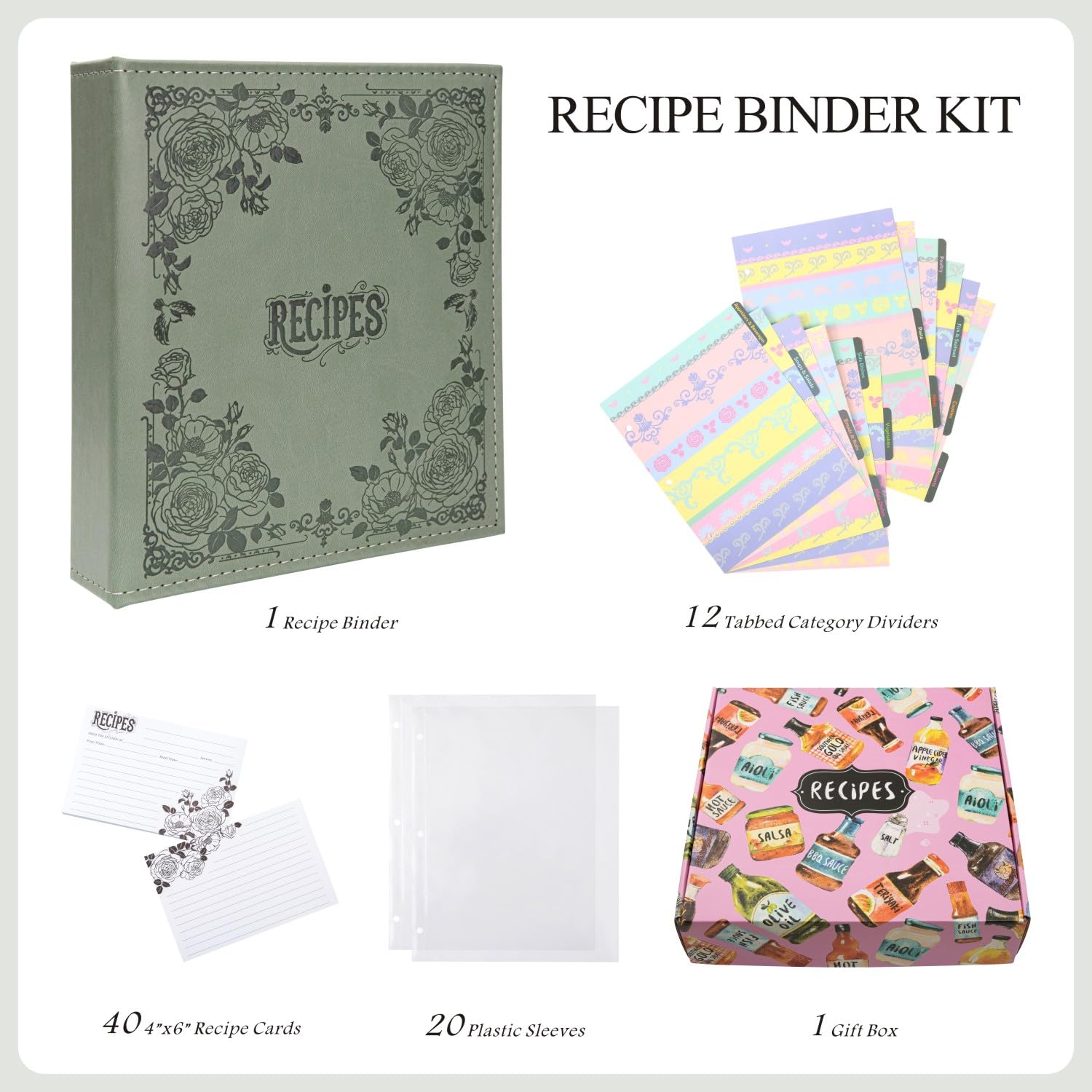 COFICE libro de recetas: espacio para 40 fichas 4x6, fácil de ordenar.