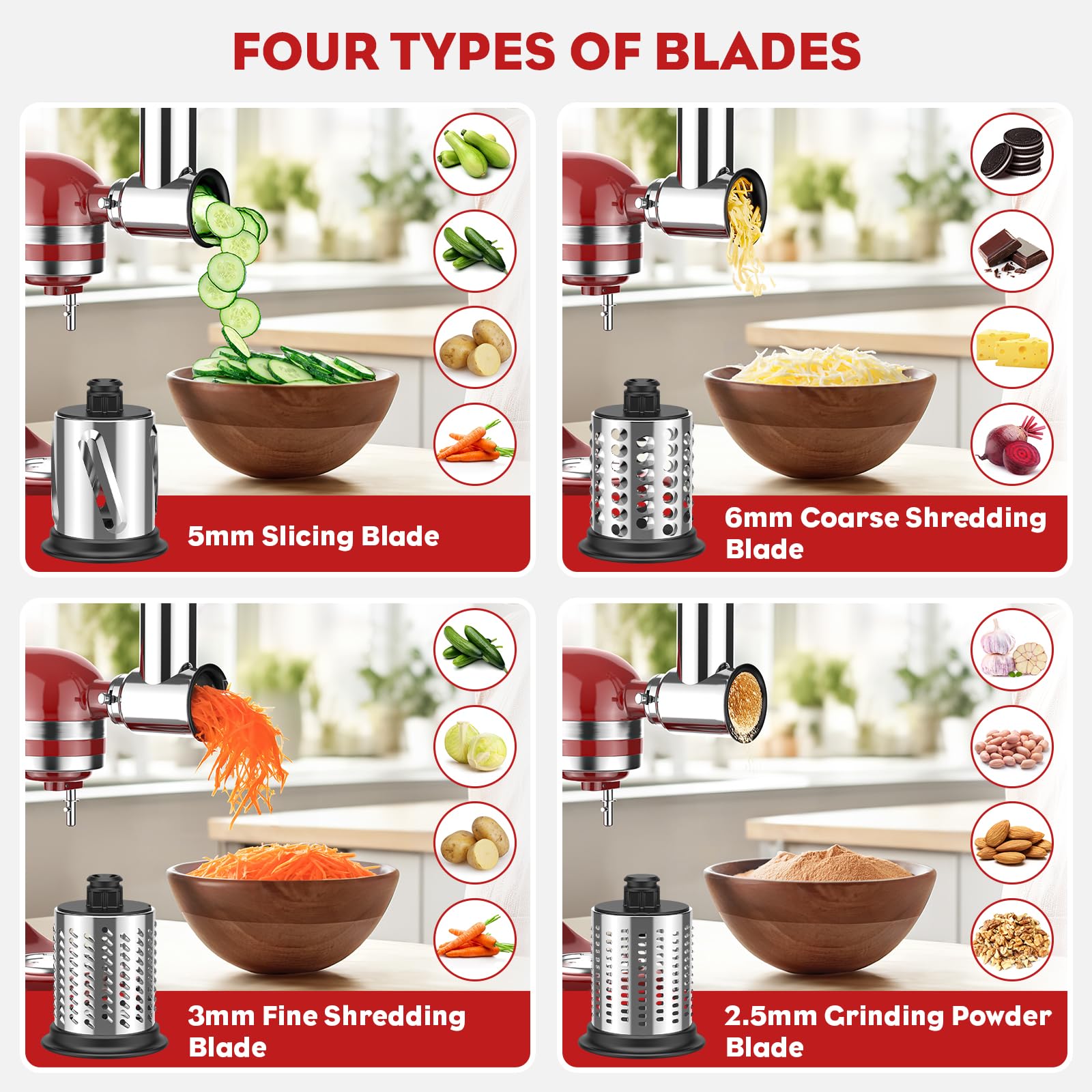 Cofun bandeja de alimentación para KitchenAid, manejo cómodo de ingredientes.