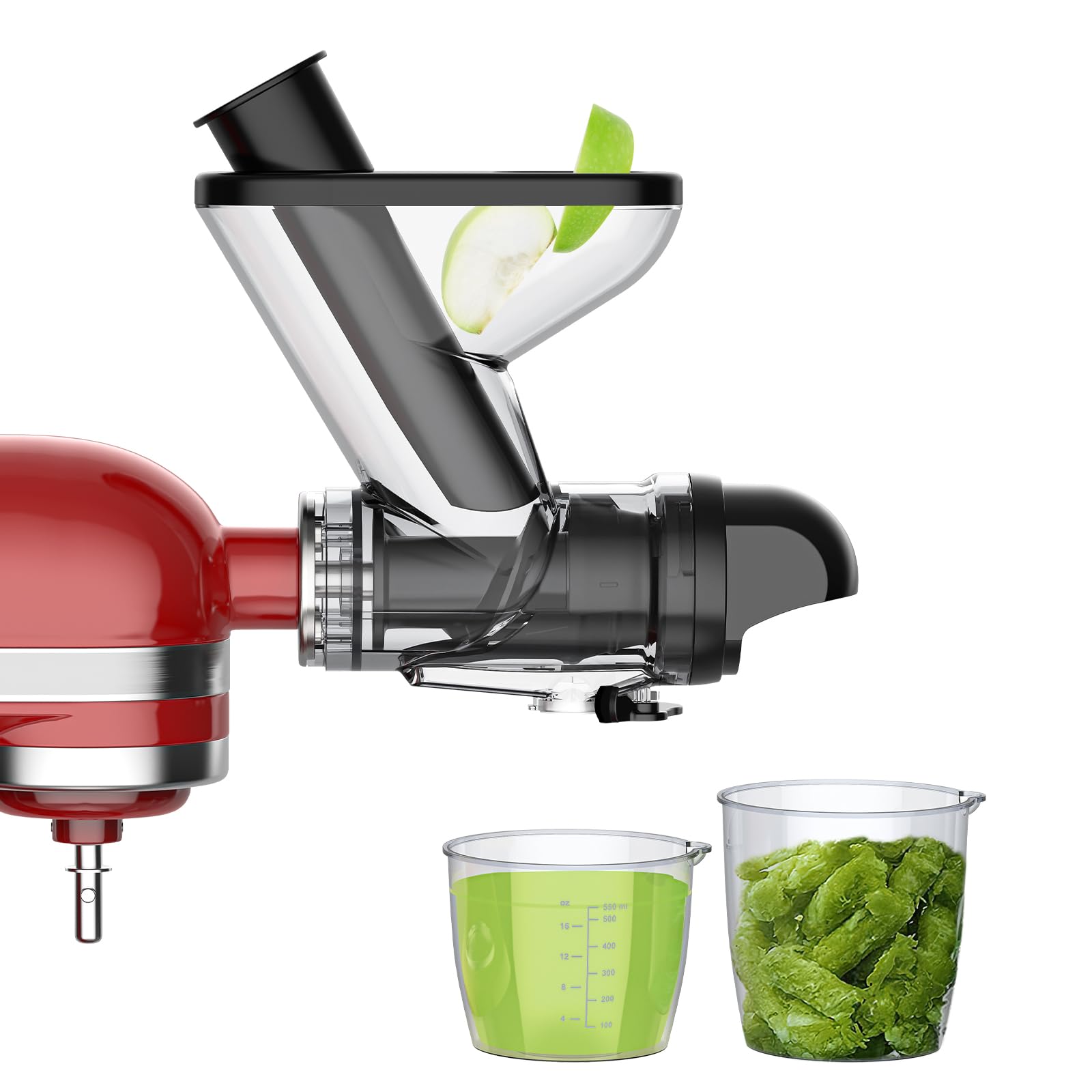 Cofun Juicer para KitchenAid con boca doble facilita exprimido rápido y uniforme.
