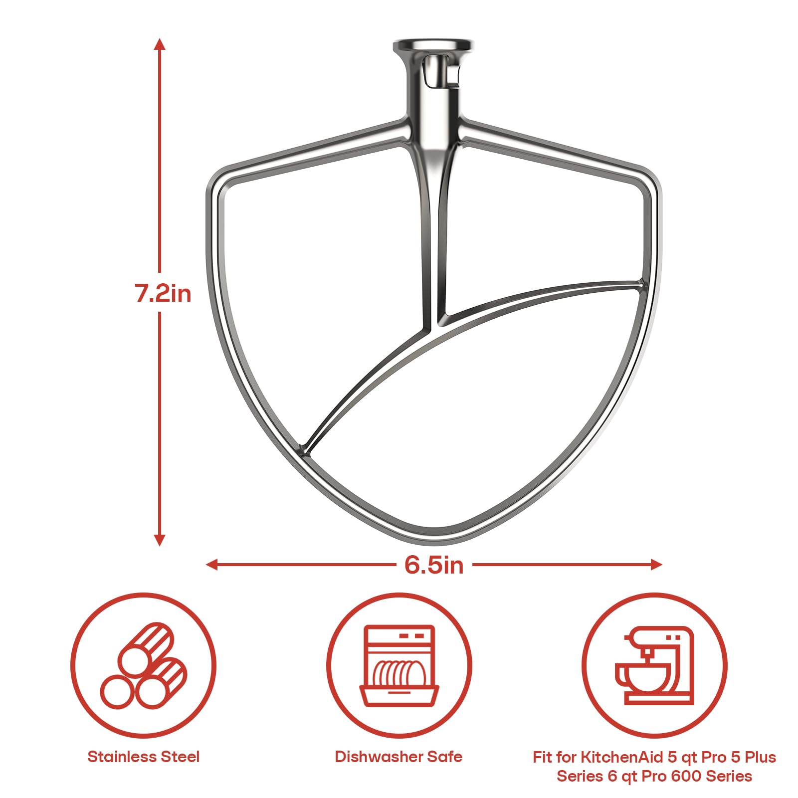 Cofun pala plana compatible con KitchenAid 5 Plus y 6 Qt, fácil limpieza.