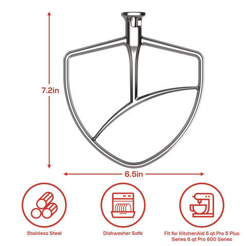 Cofun pala plana compatible con KitchenAid 5 Plus y 6 Qt, fácil limpieza.