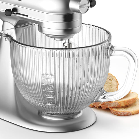 Vaso de vidrio Cofun para KitchenAid con vertido controlado y graduaciones visibles.