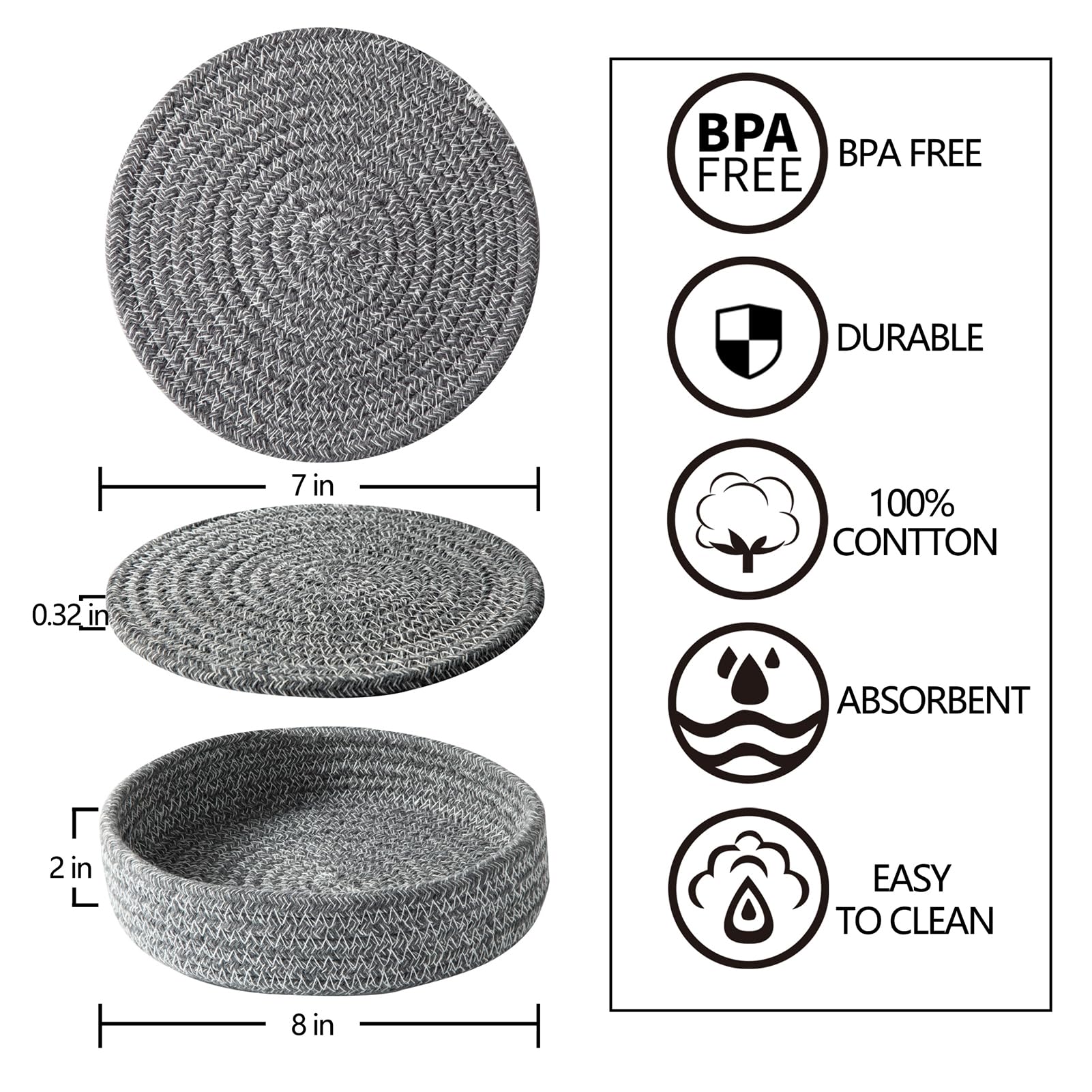 Coga posaplatos con cesta de algodón para almacenamiento decorativo