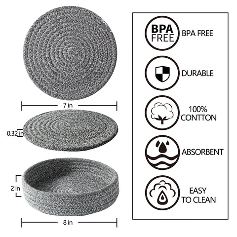 Coga posaplatos con cesta de algodón para almacenamiento decorativo