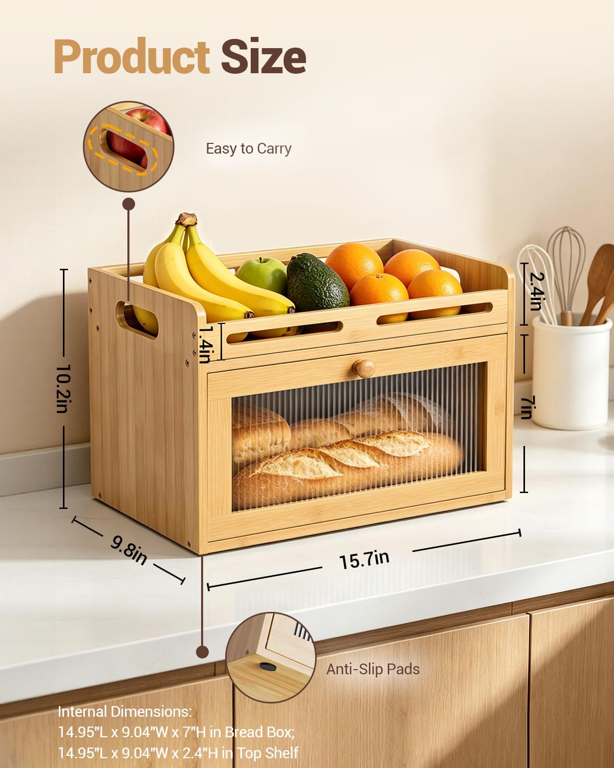 Coiesol caja para pan en cocina estilo farmhouse aportando orden estético