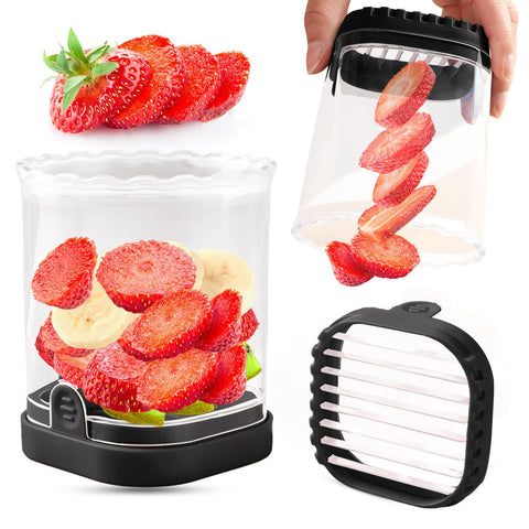 COKSDUP cortador de frutas con 8 cuchillas para rebanar fresas uniformemente