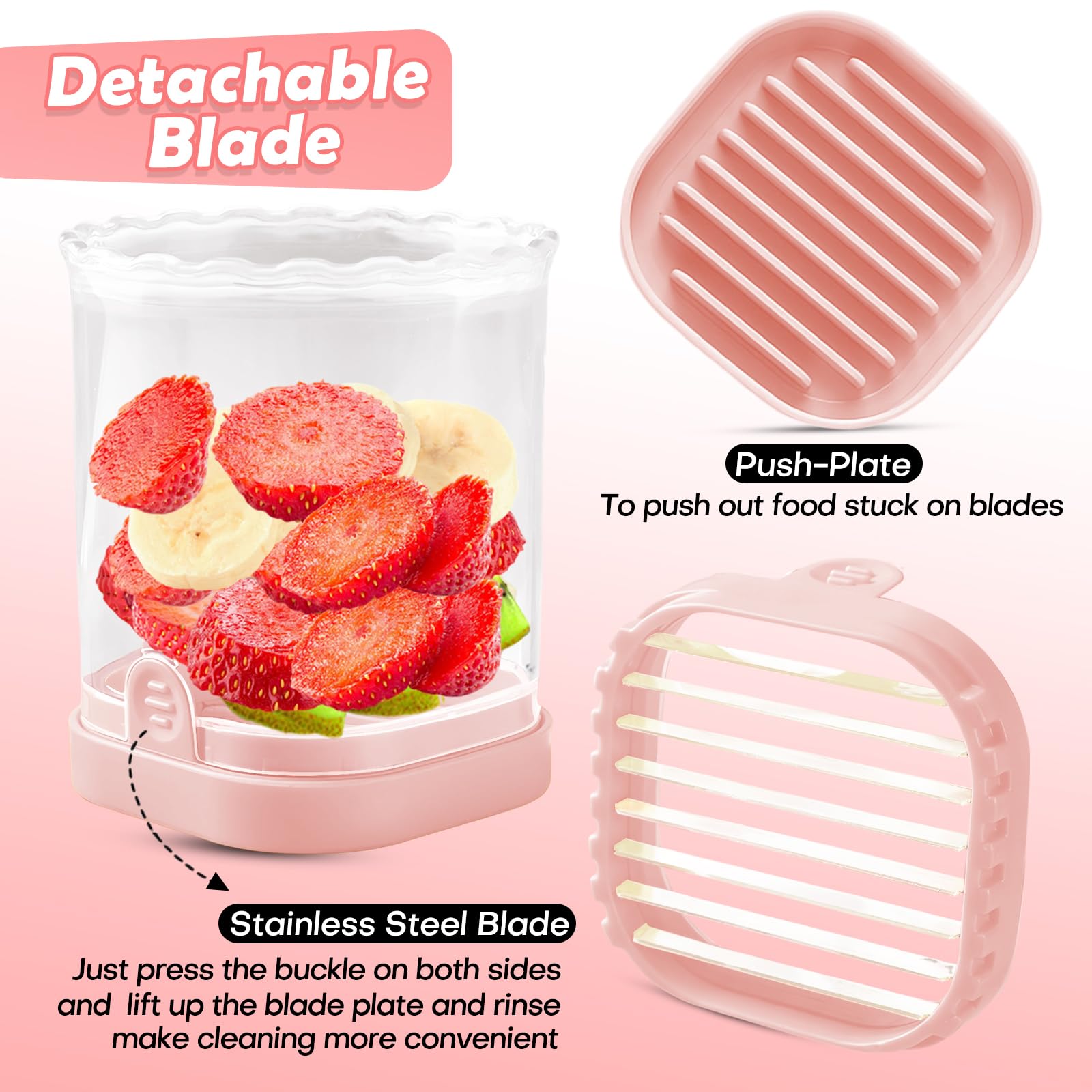 COKSDUPID cortador de frutas con base de empuje para expulsar restos.