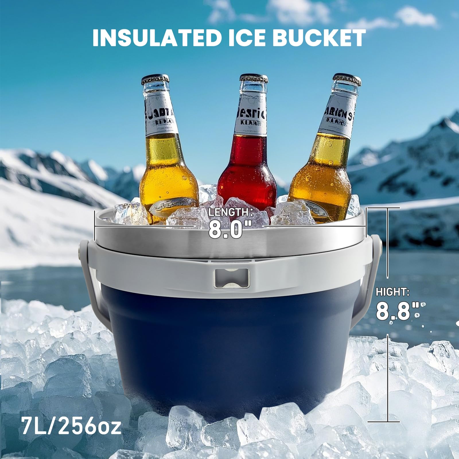 COKTIK balde hielo 7L con tapa y pinzas, mantiene el hielo durante la fiesta