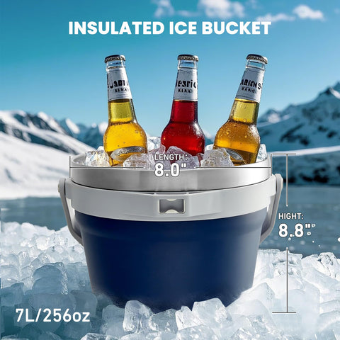 COKTIK balde hielo 7L con tapa y pinzas, mantiene el hielo durante la fiesta