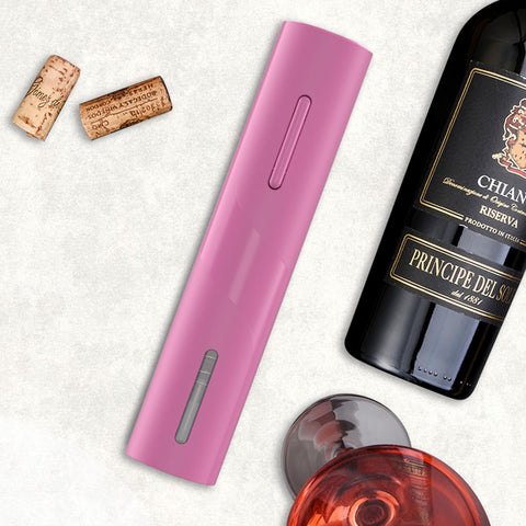 COKUNST abridor vino eléctrico rosa, apertura rápida y fuerte del corcho