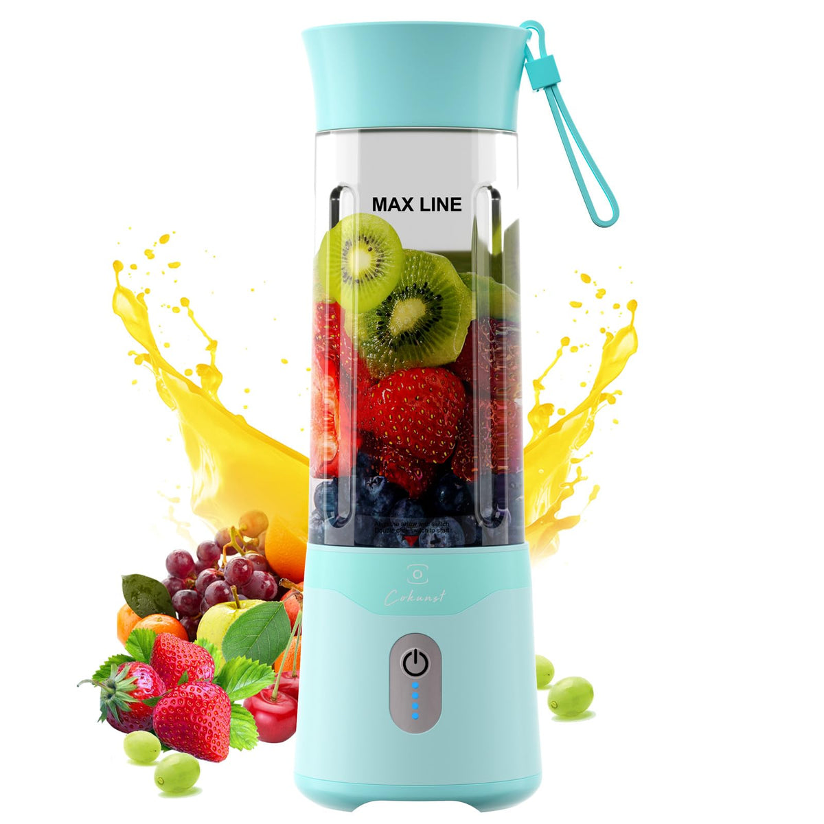 COKUNST batidora portátil 18oz con taza y tapa, ideal para batidos rápidos