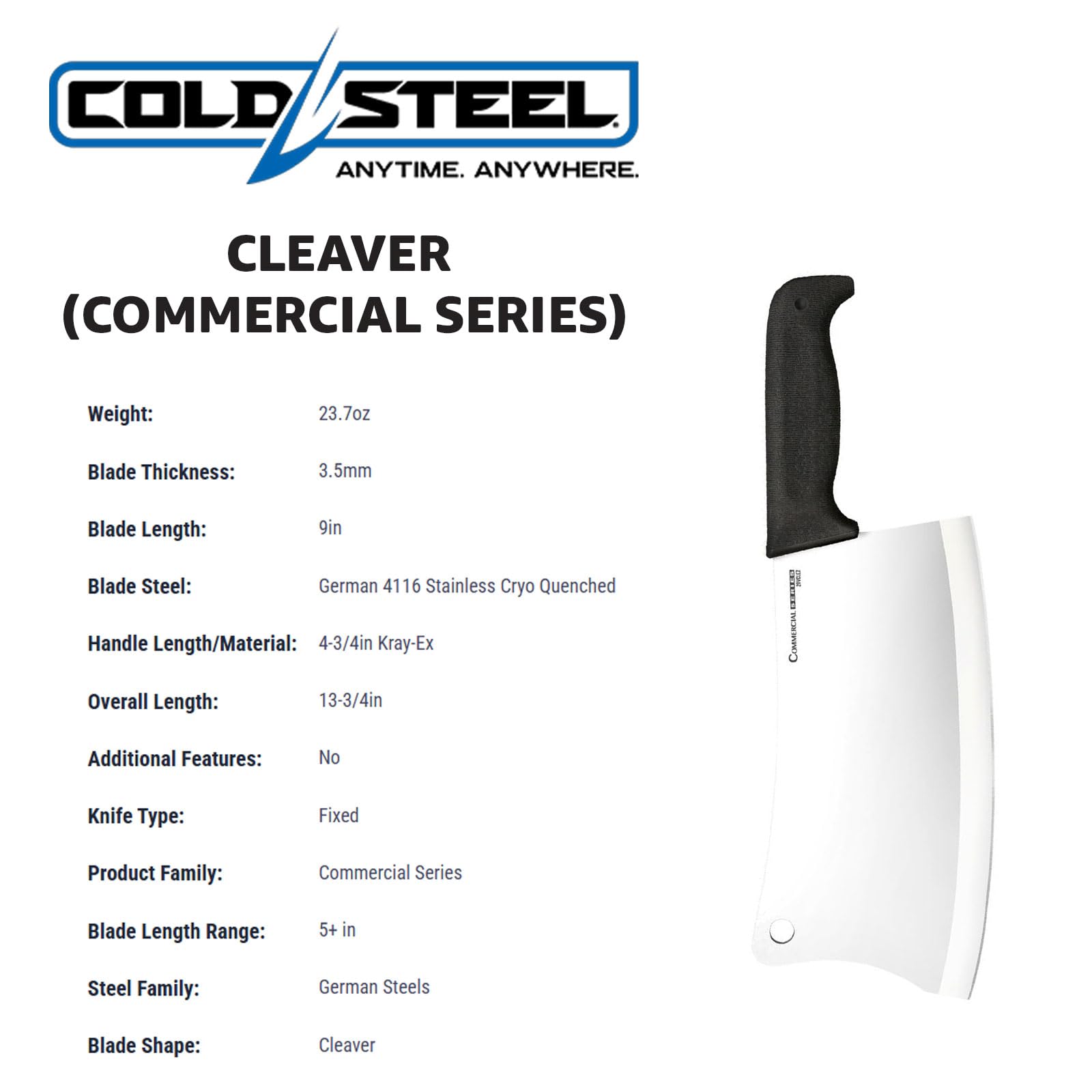 Cuchillo carnicero Cold Steel en acción para cortes pesados en cocina o campo.