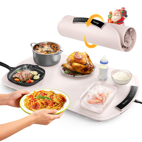 COLDFILL tapete calentador de alimentos con 8 niveles de temperatura para platos variados.