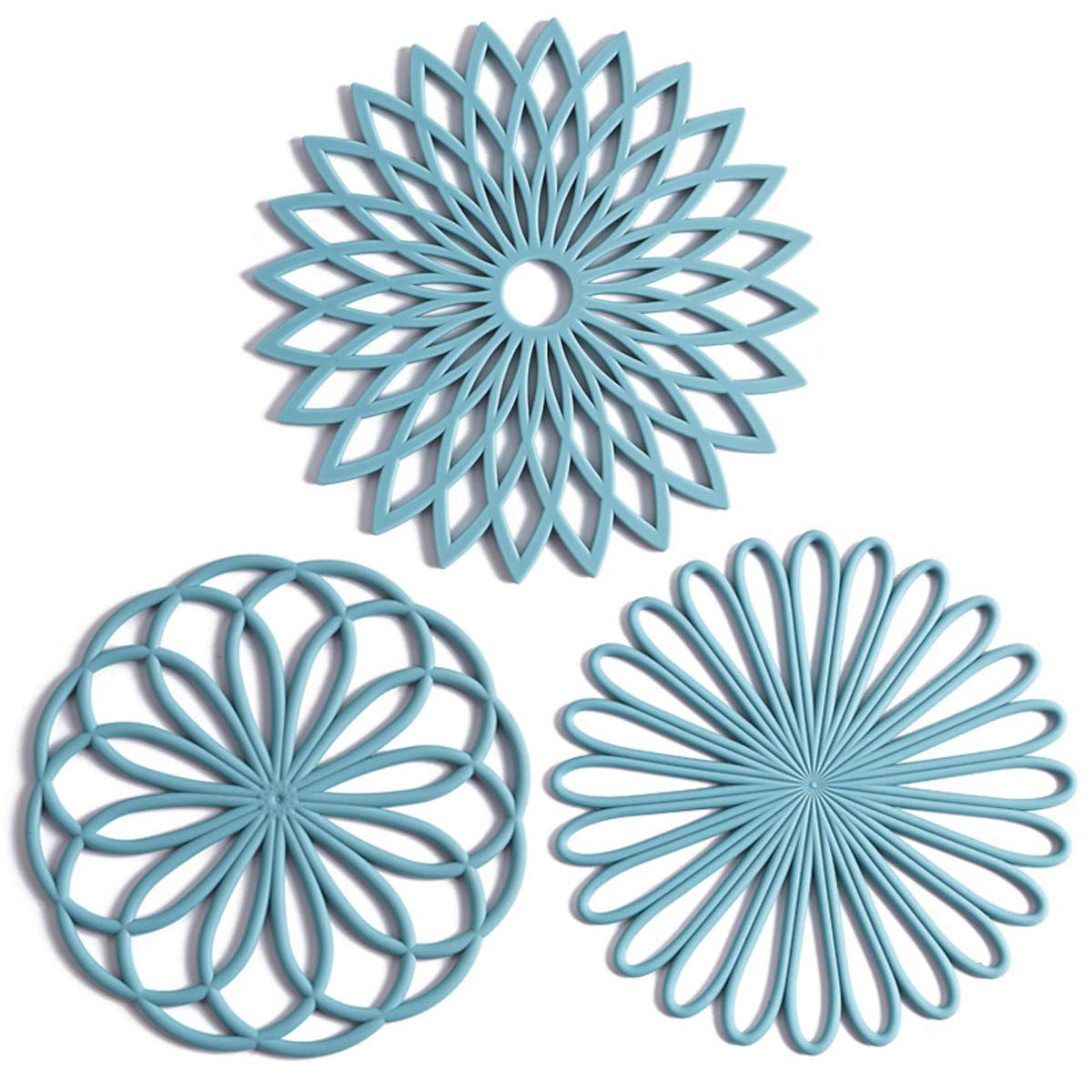 Colinda salvamanteles silicona turquesa con diseño tallado protege la mesa del calor.