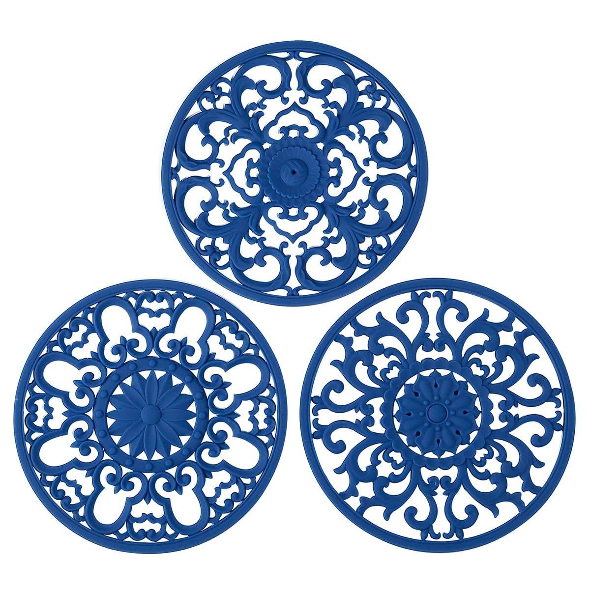 Colinda trivet de silicona azul marino, diseño 1: protege superficies de calor
