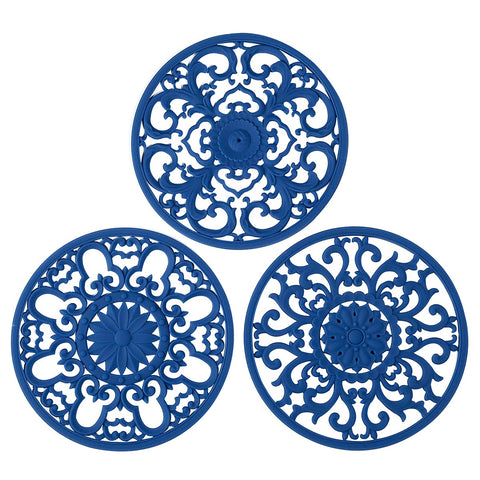 Colinda trivet de silicona azul marino, diseño 1: protege superficies de calor