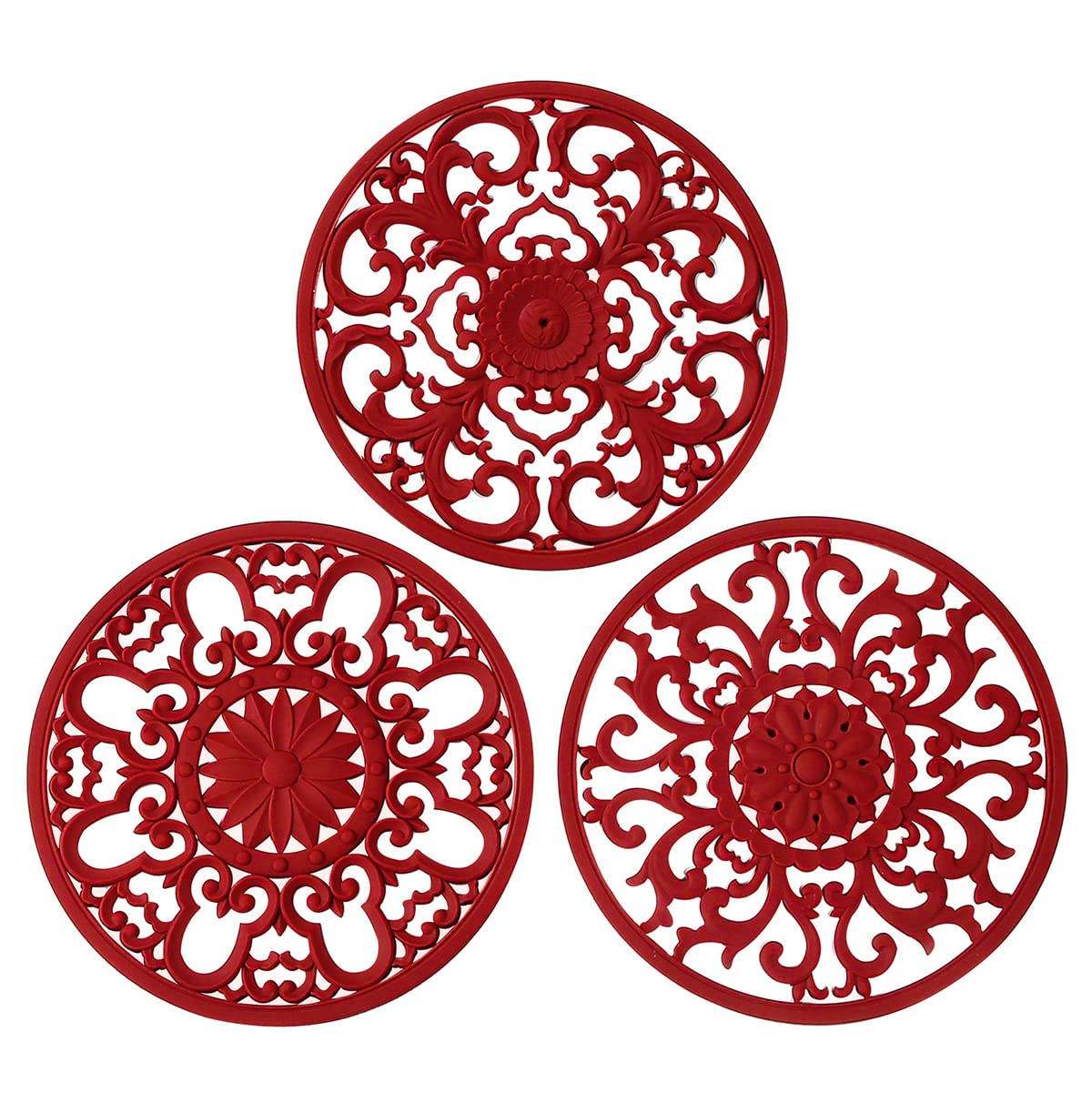 Colinda trivet de silicona gruesa en color merlot protege superficies del calor.
