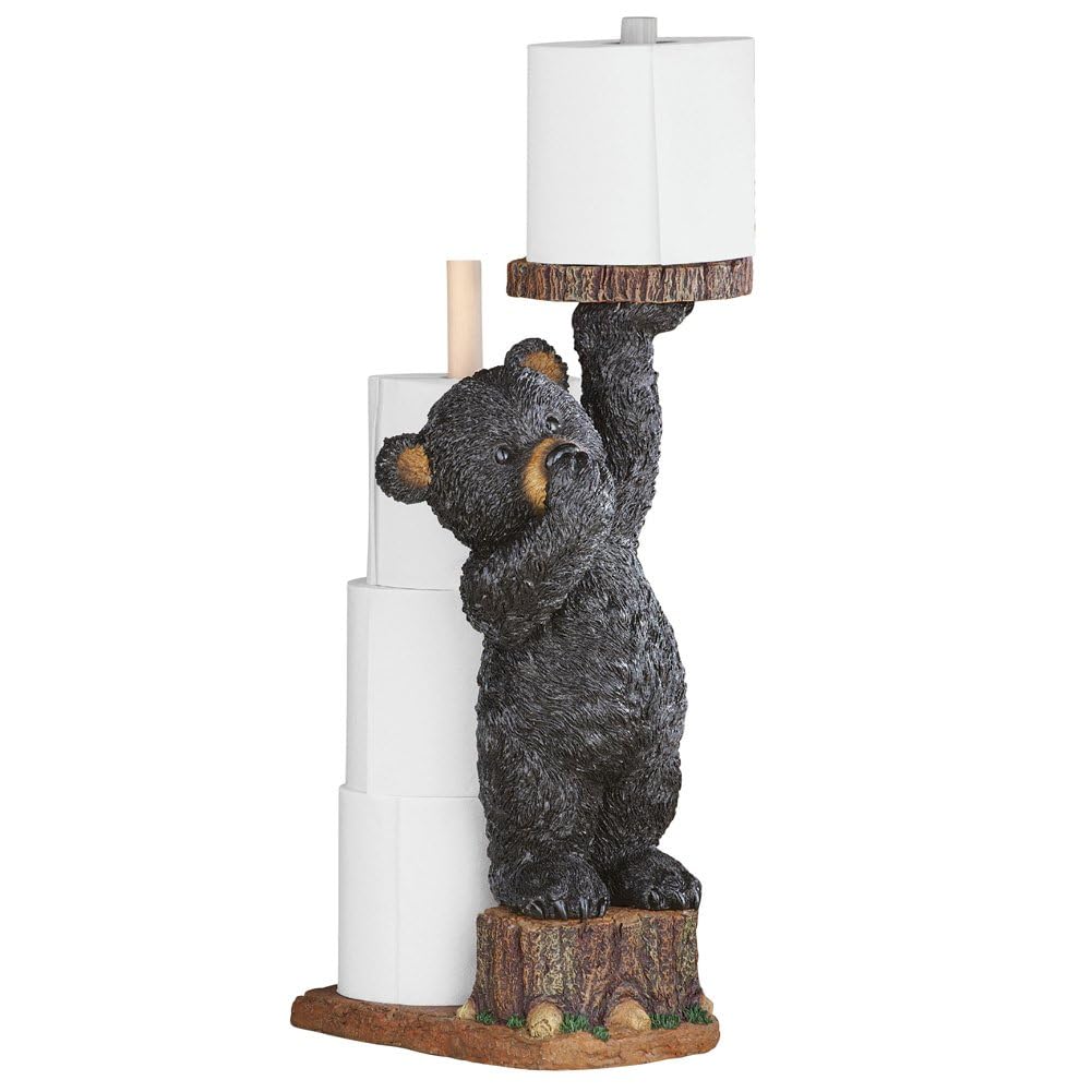 Aurrra Northwoods osezno portapapel en baño, diseño práctico y tierno.