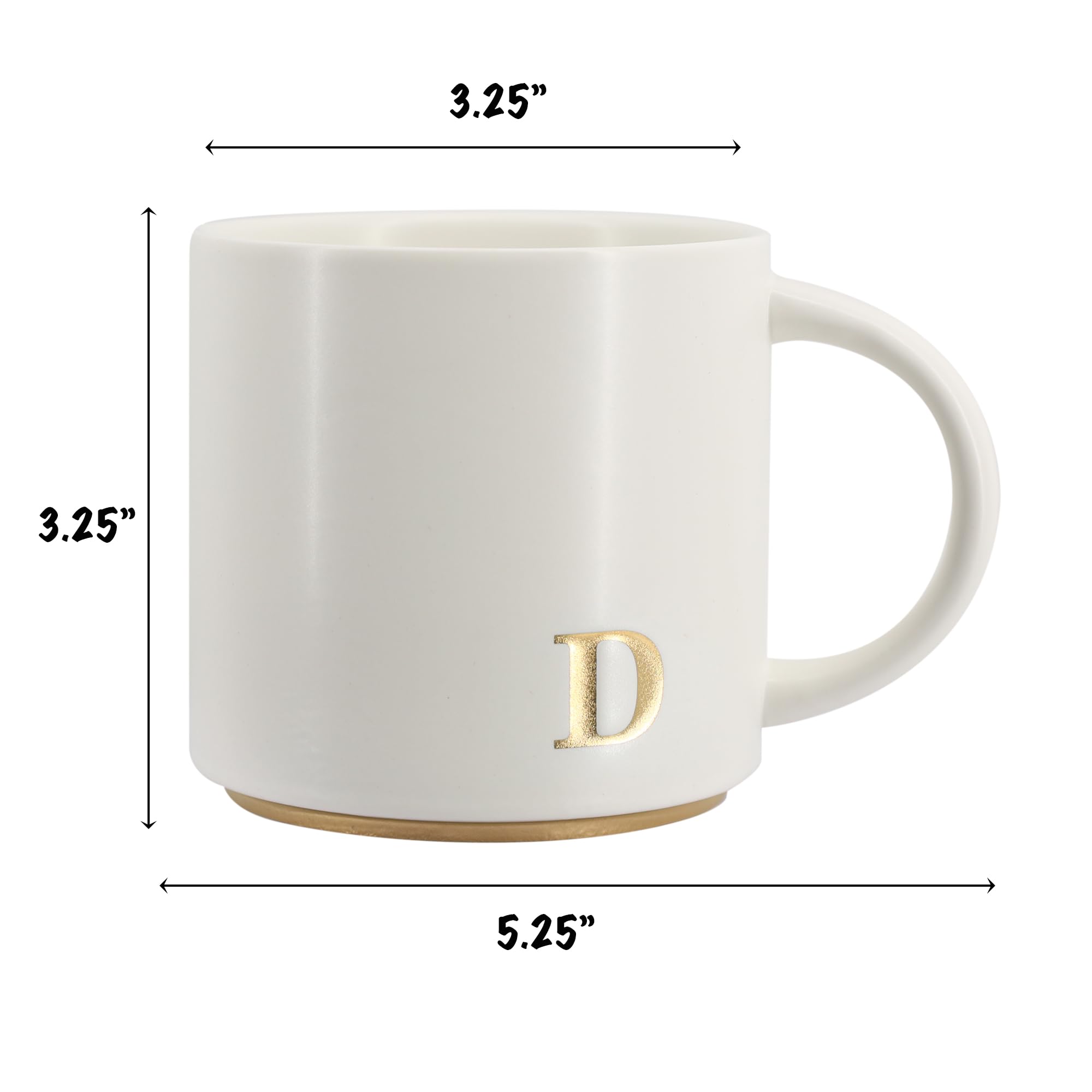 COLLECTIVE HOME cerámica con alfabeto dorado, diseño elegante para tu café diario.