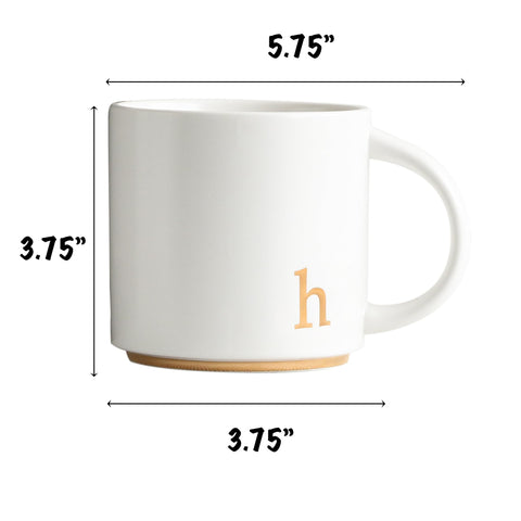 COLLECTIVE HOME: taza cerámica con alfabeto dorado, regalo de lujo para cualquier ocasión.