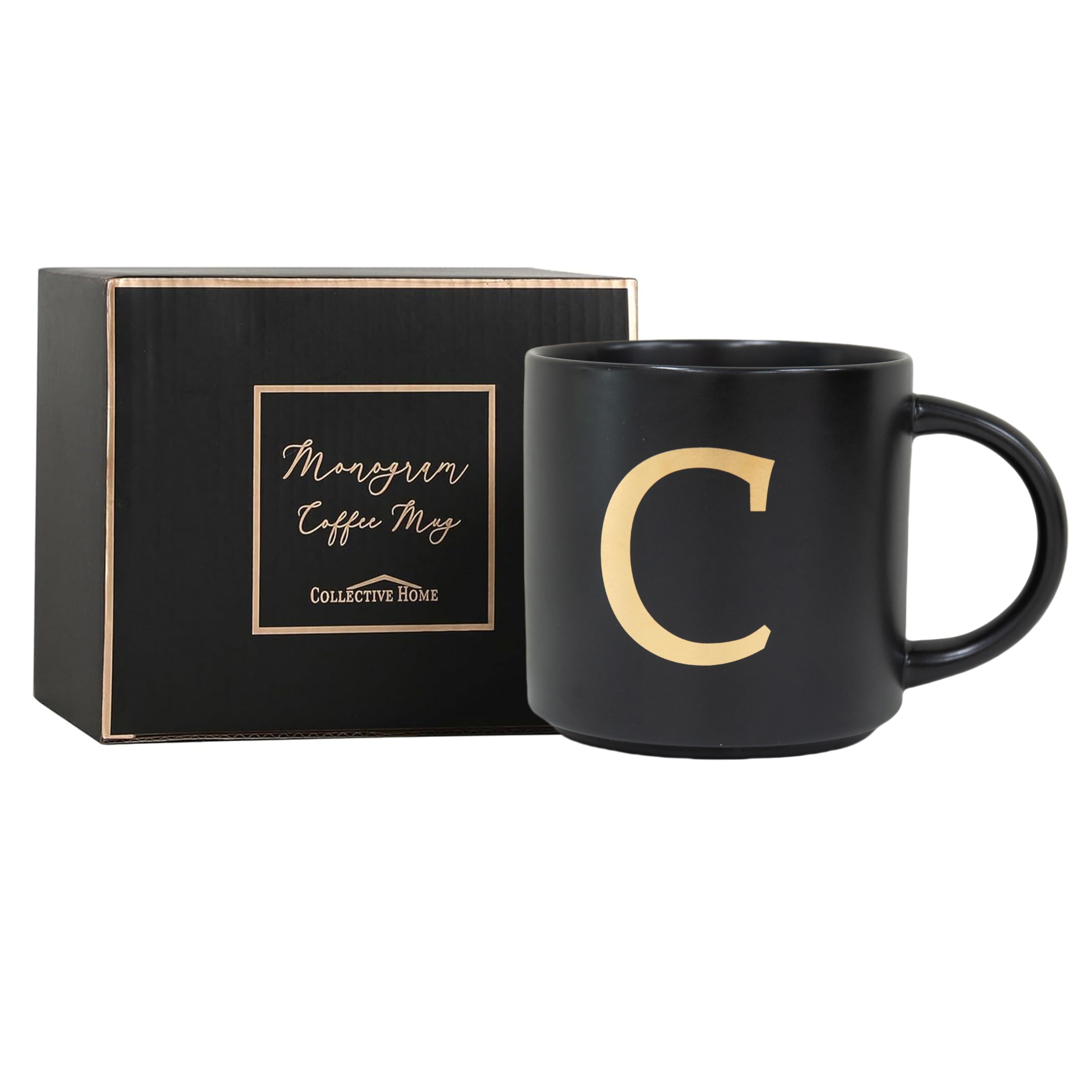 COLLECTIVE HOME taza inicial dorada 15 oz, ideal para cafe diario
