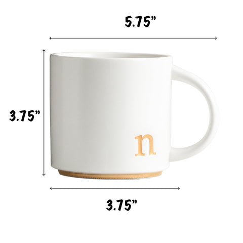 COLLECTIVE HOME: taza con iniciales doradas en alfabeto para té