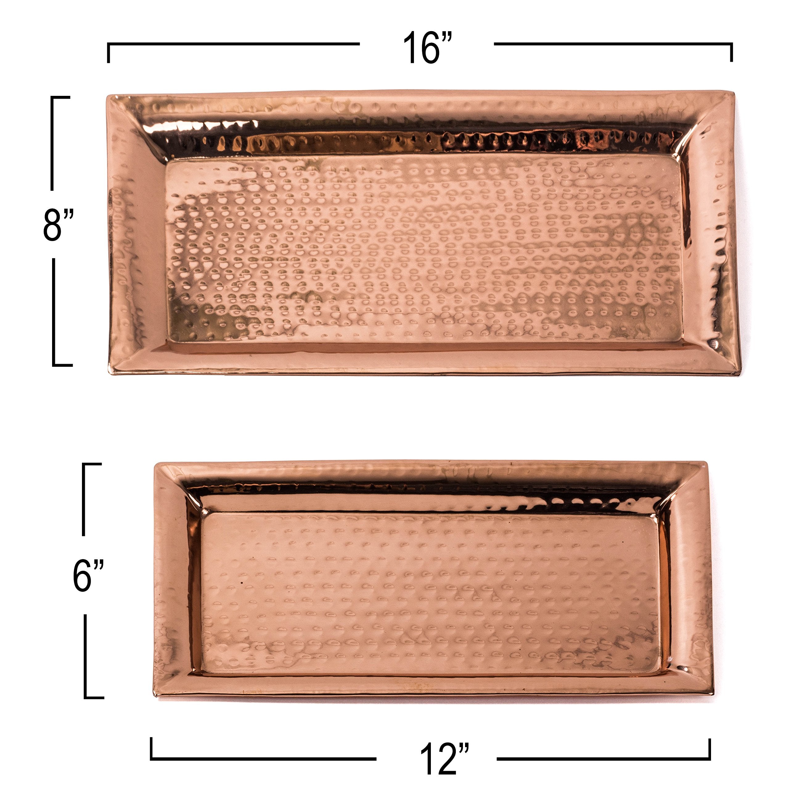 Colleta Home bandeja cobre martillado rectangular 12x6 ideal para servir entradas.