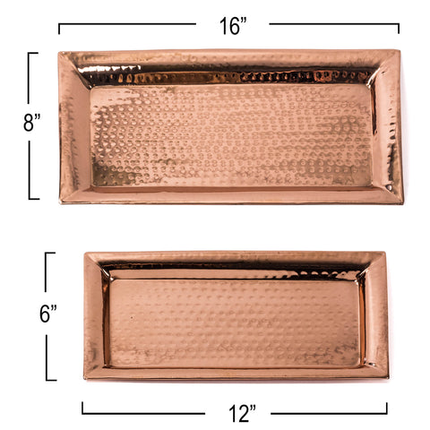 Colleta Home bandeja cobre martillado rectangular 12x6 ideal para servir entradas.