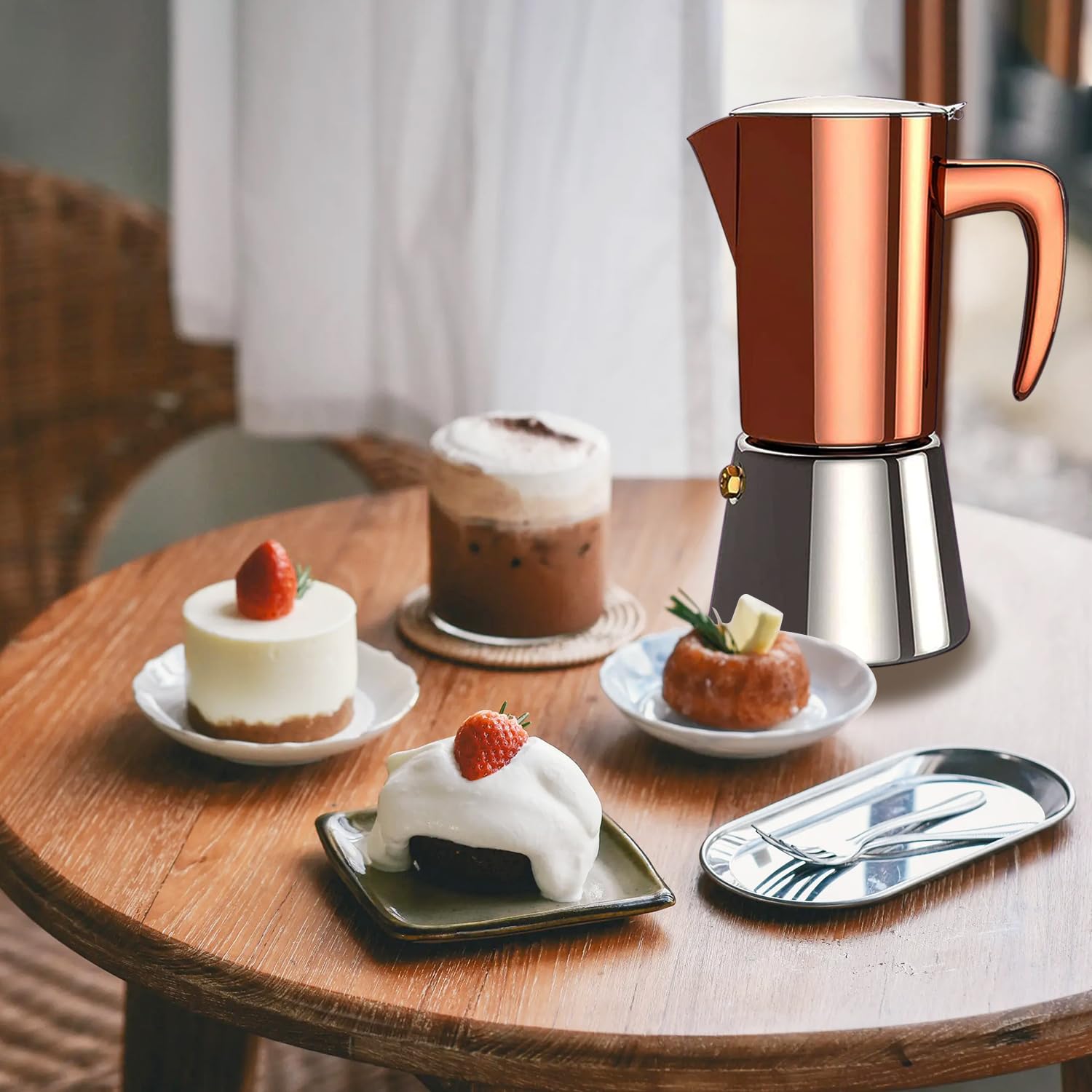 Collgene moka 6 tazas color marrón con acabado elegante