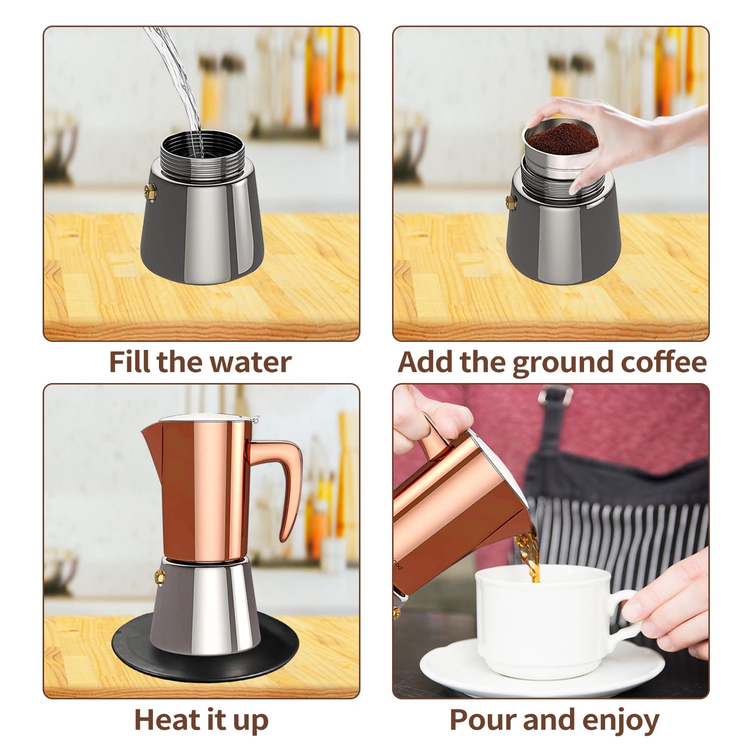 Collgene moka 6 tazas, proceso de ensamblaje fácil y rápido