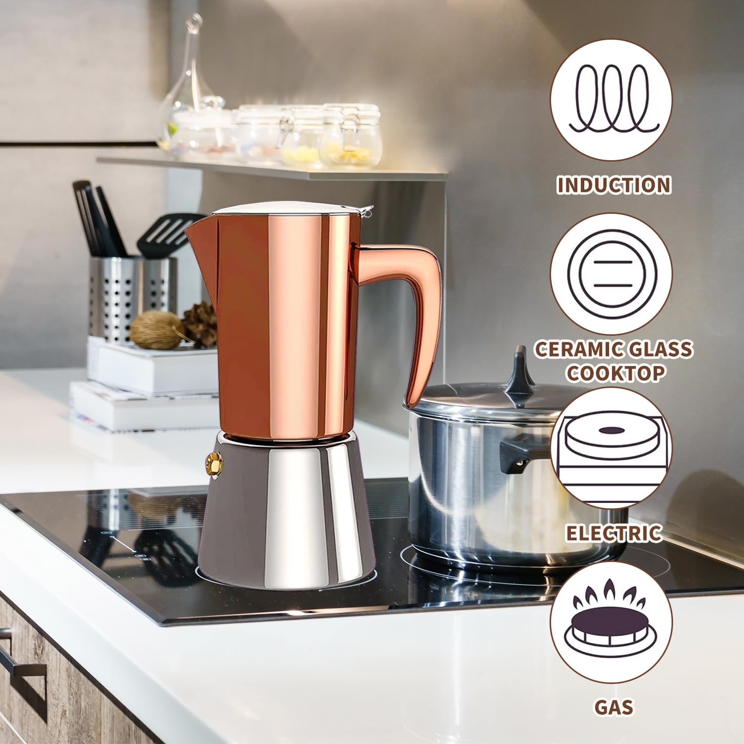Collgene moka 6 tazas para uso hogareño y aroma agradable