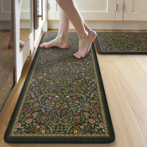 Collive alfombra antifatiga para cocina con diseño floral, ideal para uso prolongado al cocinar