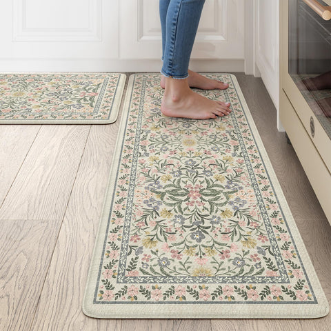 Collive alfombra antifatiga para cocina, set de 2 beige, soporte cómodo al cocinar.
