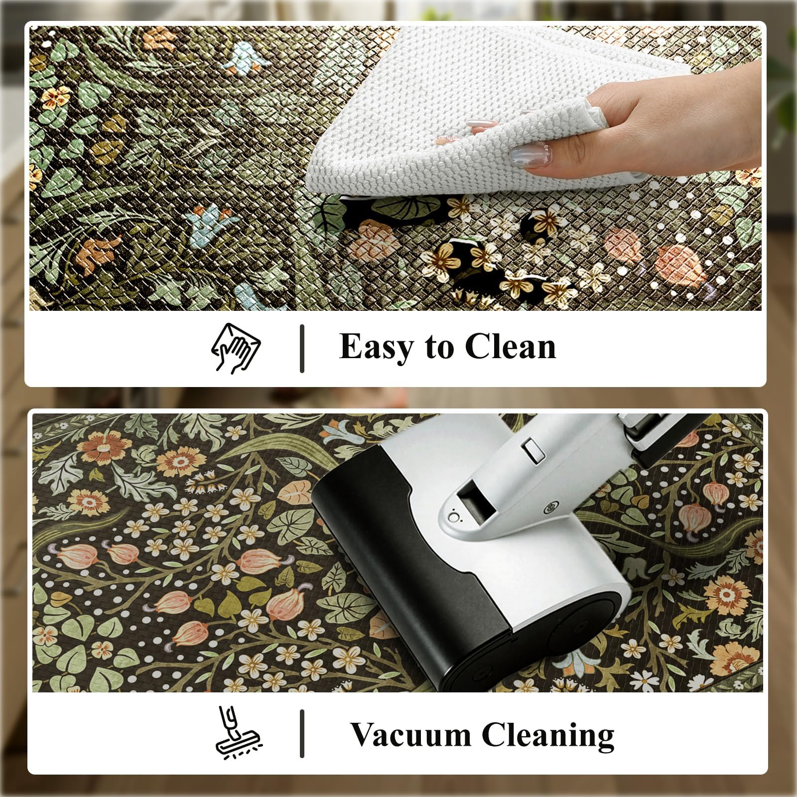 Collive alfombra de cocina de fácil limpieza, superficie lavable