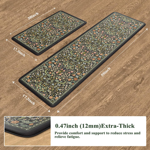 Collive alfombrilla antifatiga cocina, patrón floral, reduce fatiga al cocinar largas horas.