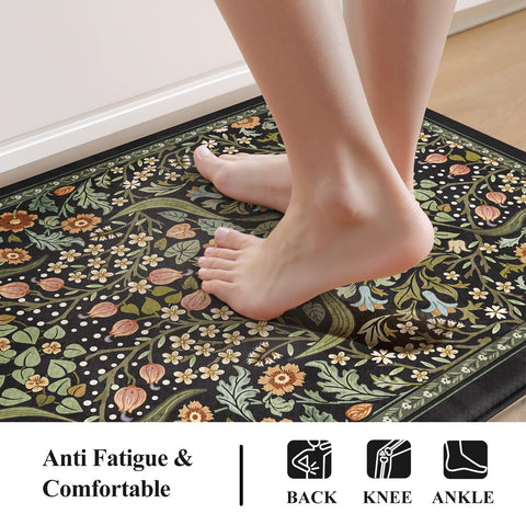 Collive alfombra impermeable de PVC con diseño floral vintage para cocinas limpias