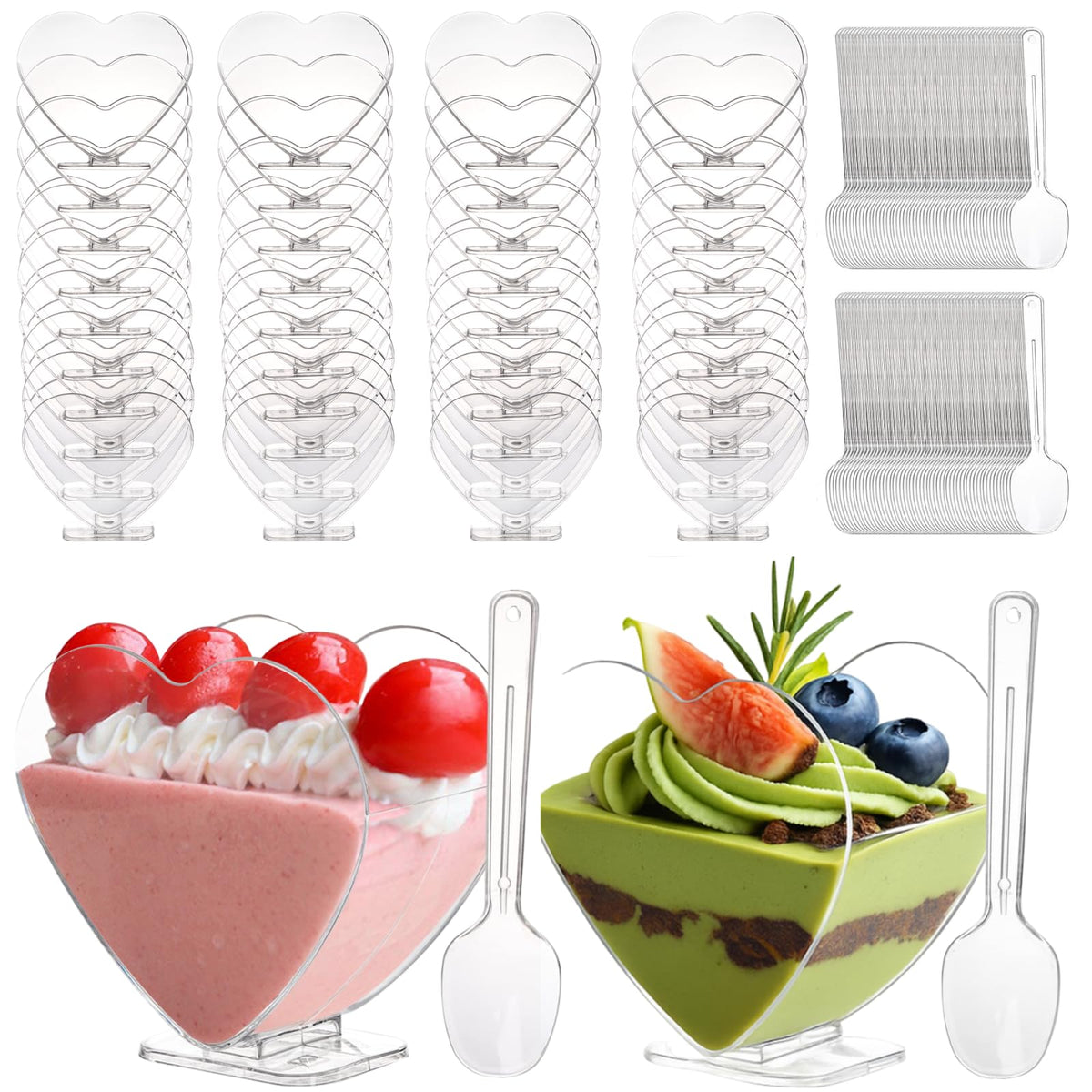 Coloch 100-pack de vasos postre mini con acabado claro, ideales para presentaciones elegantes