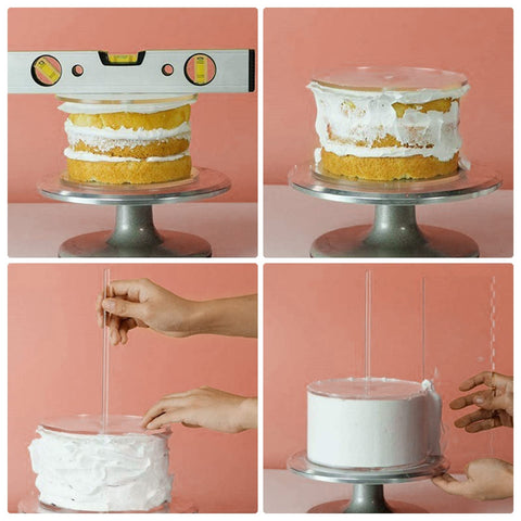 Coloch discos acrílicos en uso para decoración de pasteles reutilizables.