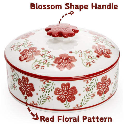 Coloch tapa cerámica con diseño floral rojo para mesa