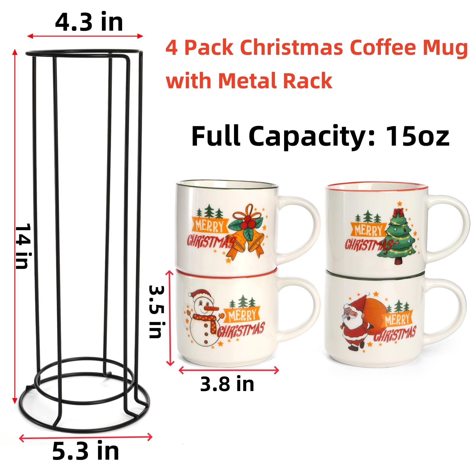 Tazas Coloch de cerámica 450 ml, ideales para café, té o leche.