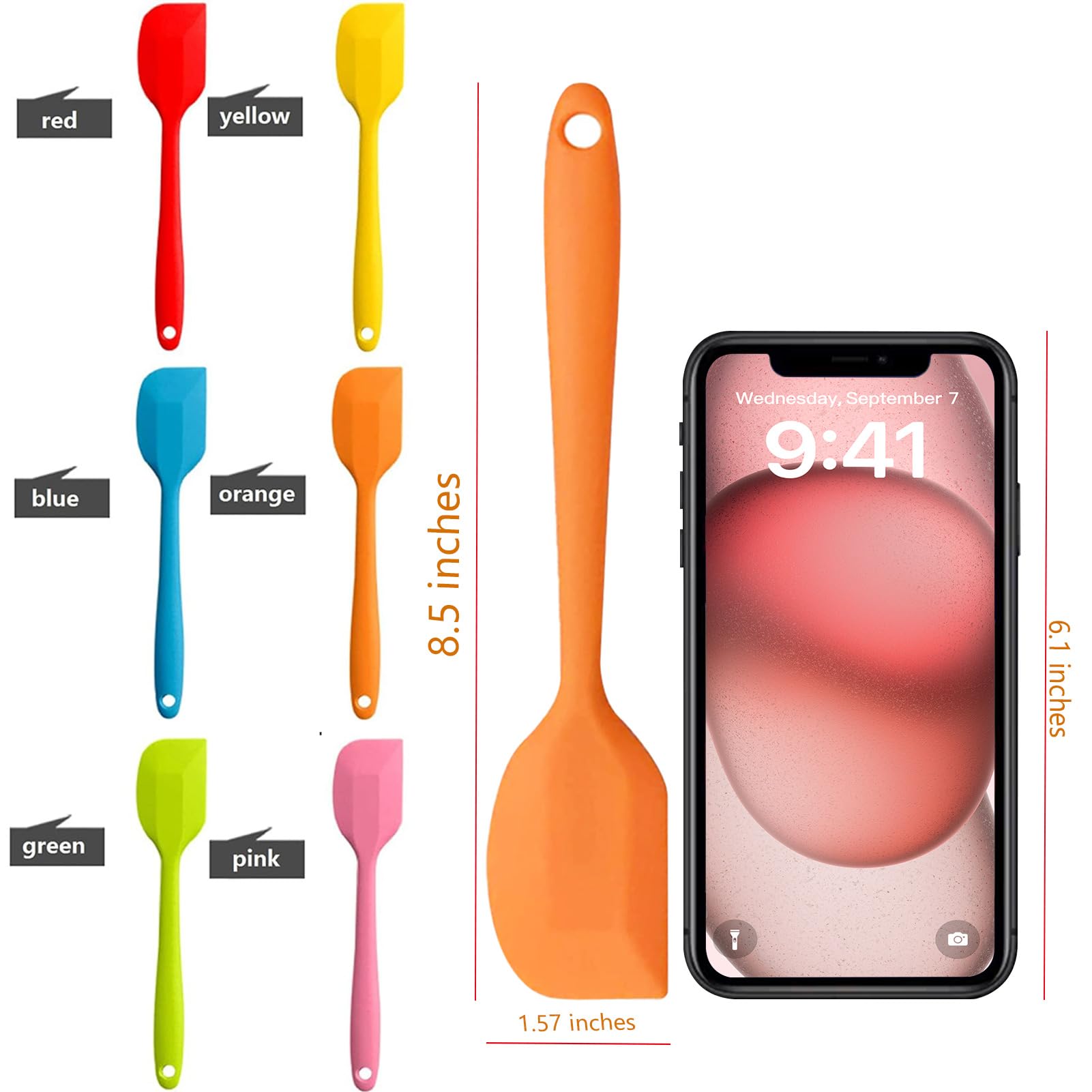 COLOGO espátula silicona 8,5 pulgadas, mango ergonómico para un agarre cómodo.