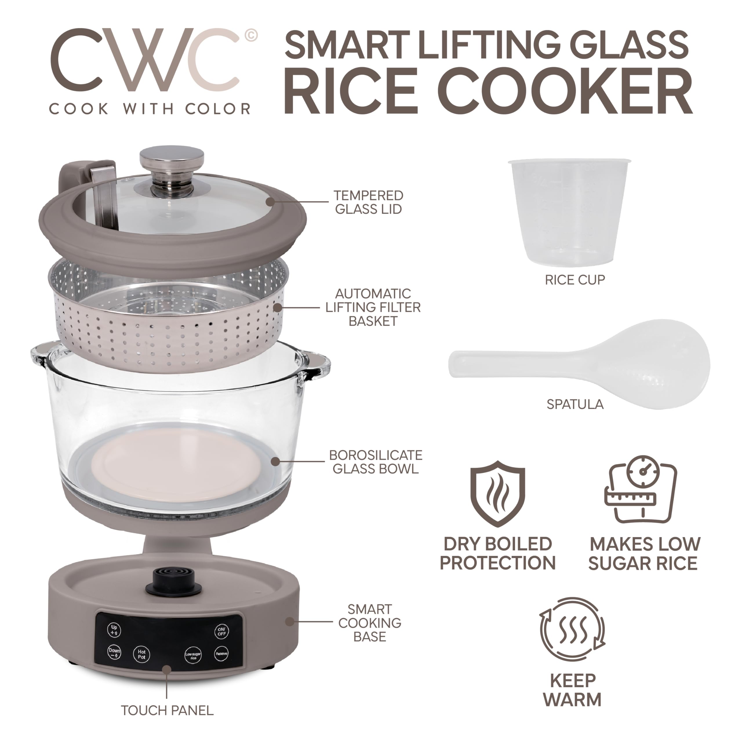 COOK WITH COLOR cesta elevable automática para cocción más limpia.