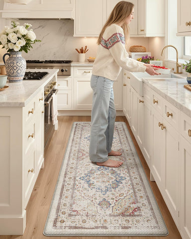 Color&Geometry alfombra boho amplia para cocina, enfoque: diseño elegante y cómodo