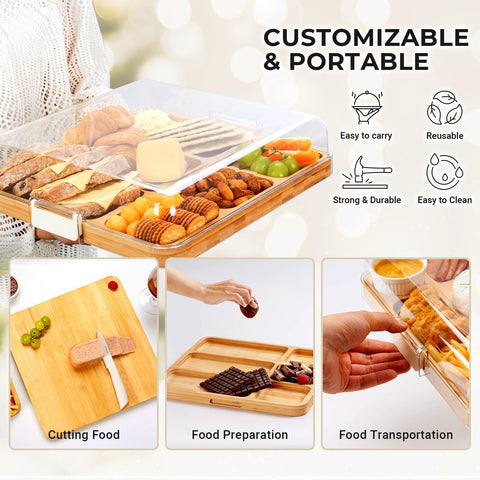 Combler tablero charcutería 6 compartimentos: organiza comidas con estilo