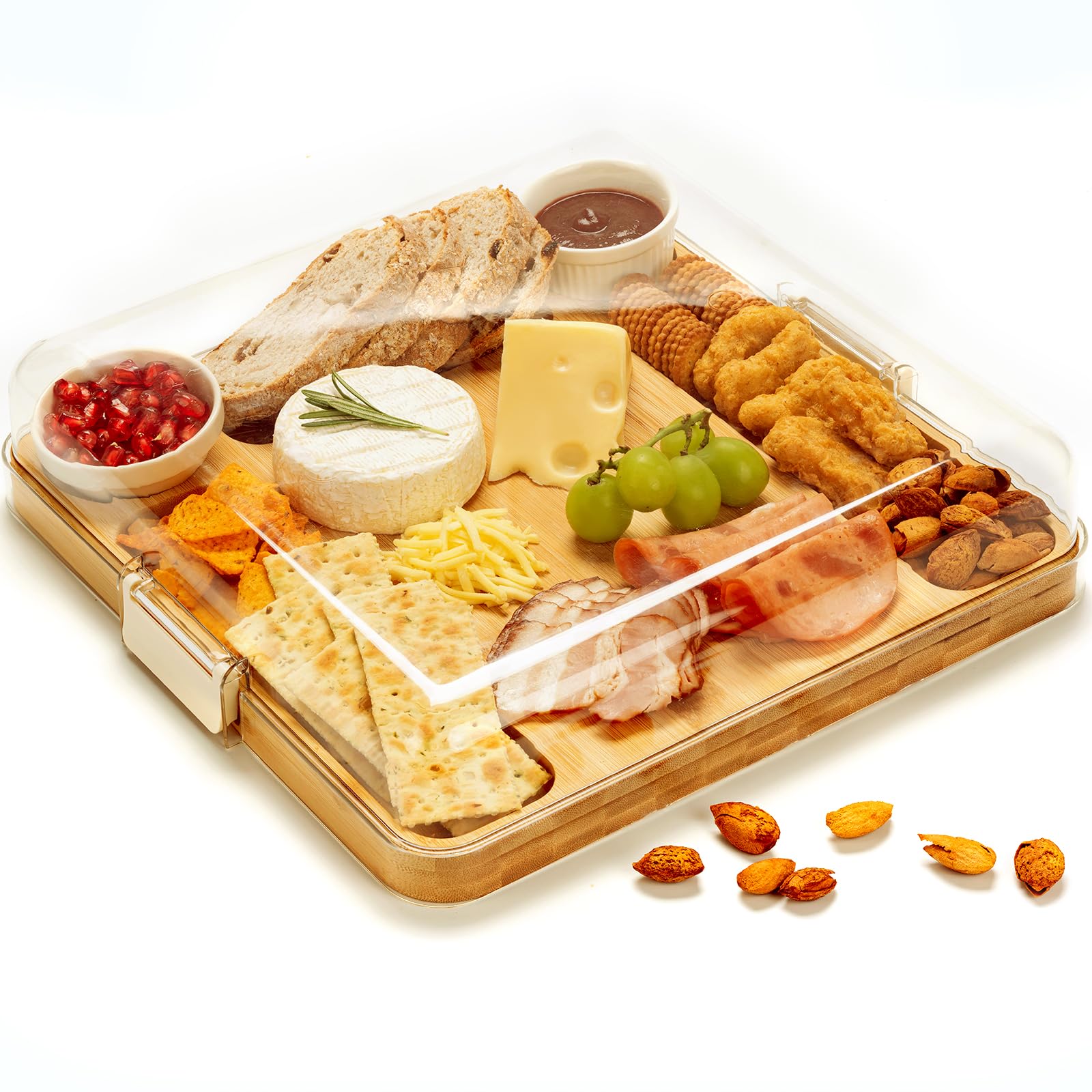 Combler Tablero de charcutería con tapa en bambú para conservar frescura.