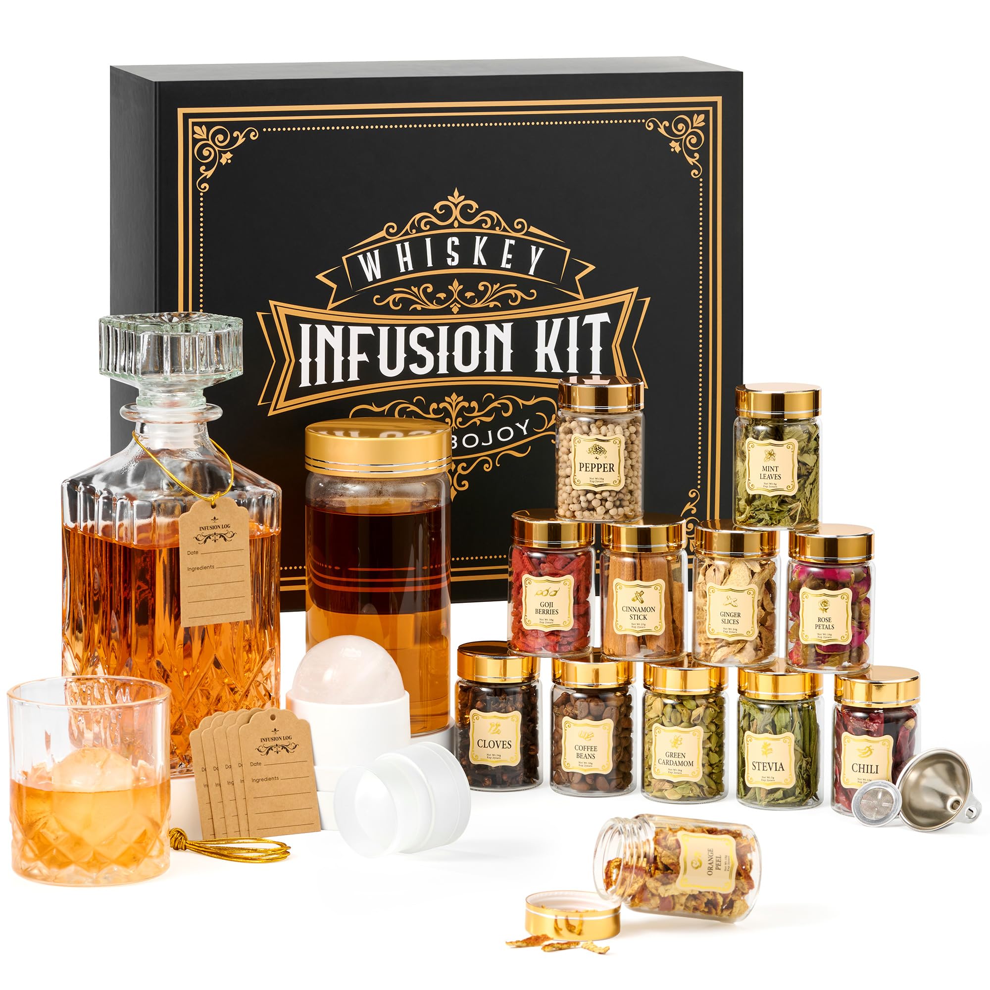 ComboJoy conjunto de infusión whisky botánicos para crear sabores personalizados en casa.