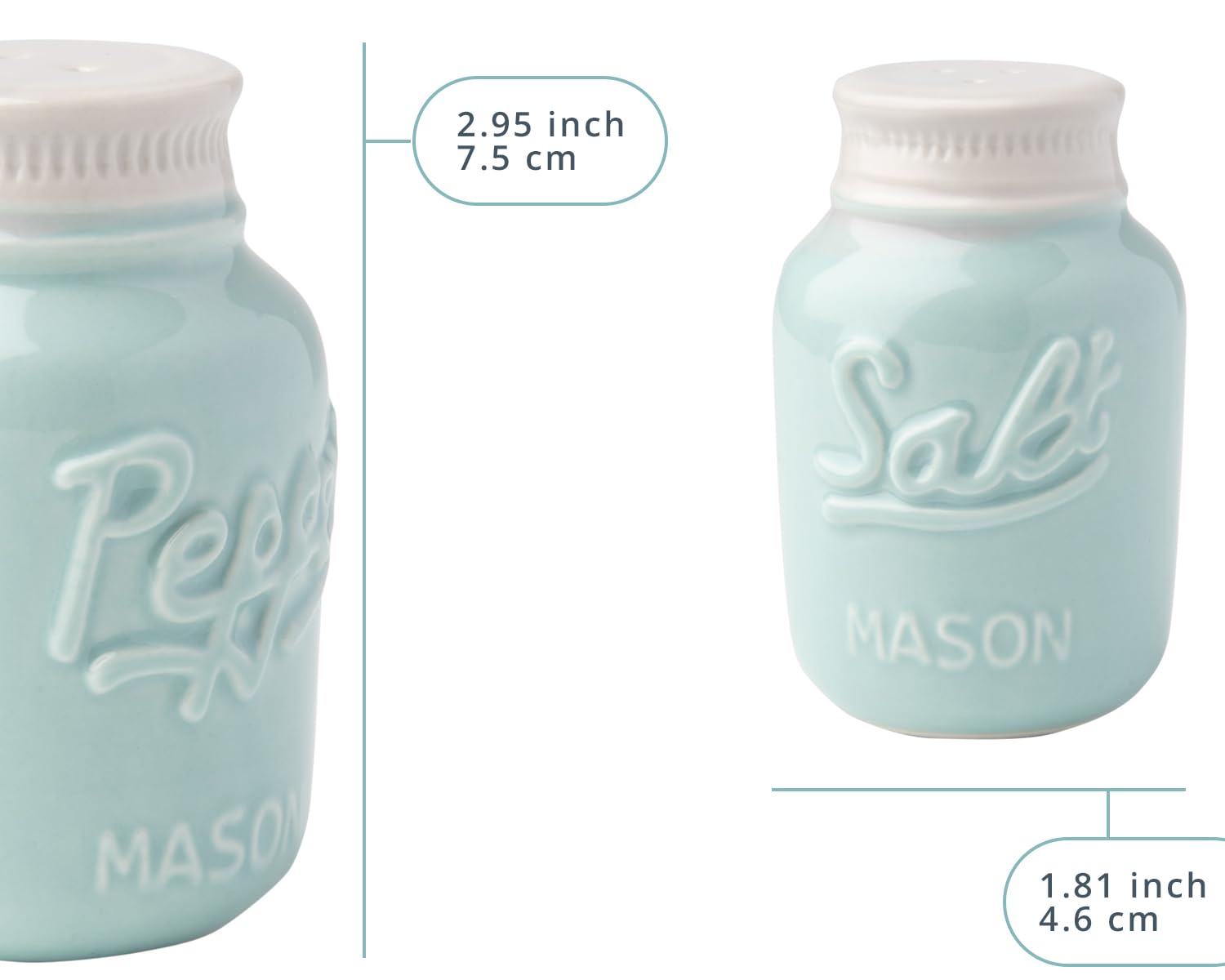Comfify tarro Mason de cerámica azul visto de frente, diseño vintage destacado.