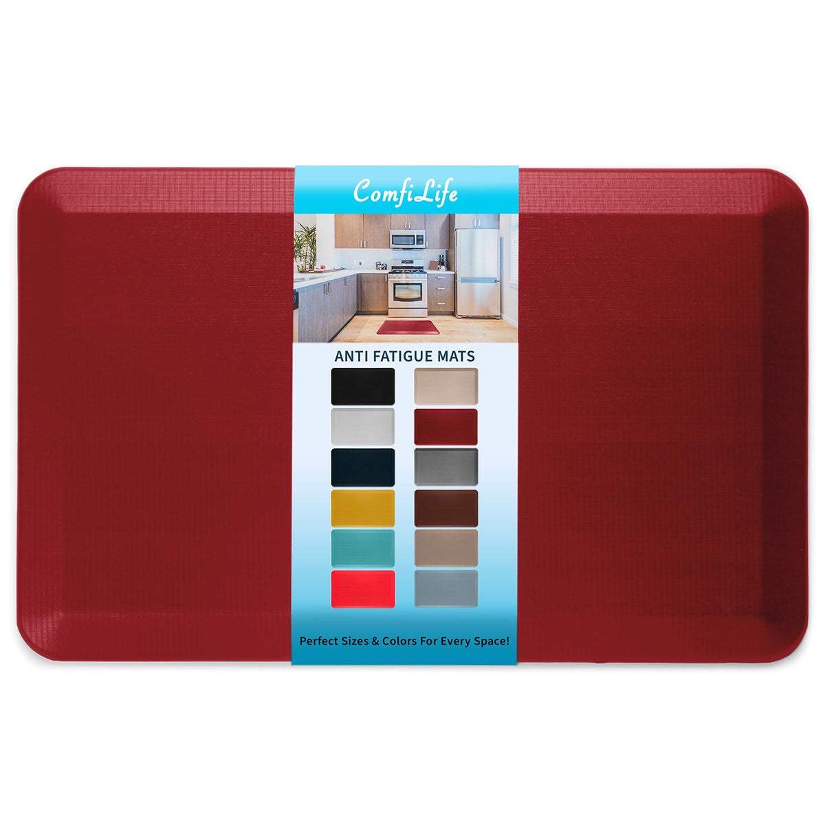 ComfiLife almohadilla antifatiga para cocina, 20x32, rojo, ideal para largas sesiones de cocina.
